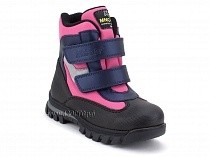 2540-13 (26-30) Миниколор (Minicolor), ботинки детские ортопедические профилактические утеплённые, кожа, мембрана, флис, розовый, черный в Тюмени