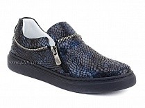 295-114(31-36) Миниколор (Minicolor), туфли детские ортопедические профилактические, кожа, синий крокодил в Тюмени