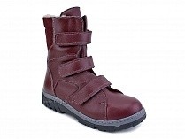 285б (22-31) Аквелла (Akwella), ботинки  детские ортопедические с высоким берцем, демисезонные, ворсин, кожа, бордовый в Тюмени