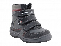 А43-037 Сурсил (Sursil-Ortho), ботинки детские ортопедические с высоким берцем, зимние, натуральный мех, кожа, черный, красный в Тюмени