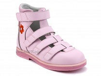 81057-03-01 Ортобум (Orthoboom), сандалии детские закрытые ортопедические с высоким берцем, кожа, розовый в Тюмени