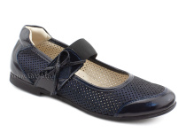 0015-500-0076 (37-40) Джойшуз (Djoyshoes), туфли Подростковые ортопедические профилактические, кожа перфорированная, темно-синий  в Тюмени