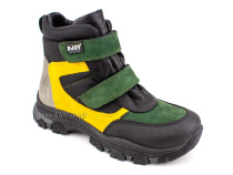 088-111-282-450 (31-36) Джойшуз (Djoyshoes) ботинки детские зимние мембранные ортопедические профилактические, натуральный мех, мембрана, нубук, кожа, черный, желтый, зеленый в Тюмени