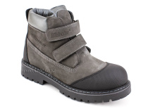 750-52 (26-30) Миниколор (Minicolor), ботинки детские демисезонные ортопедические профилактические, нубук, кожа, байка, темно-серый, черный в Тюмени