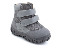520-11 (21-26) Твики (Twiki) ботинки детские зимние ортопедические профилактические, кожа, натуральный мех, серый, леопард в Тюмени