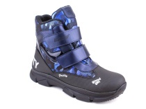 2542-25МК (37-40) Миниколор (Minicolor), ботинки зимние подростковые ортопедические профилактические, мембрана, кожа, натуральный мех, синий, черный в Тюмени