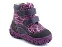 520-8 (21-26) Твики (Twiki) ботинки детские зимние ортопедические профилактические, кожа, натуральный мех, розовый, фиолетовый в Тюмени