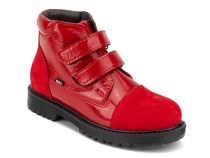 201-32 (31-36) Бос (Bos), ботинки детские утепленные профилактические, байка,  кожа, лак,  красный в Тюмени