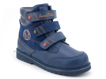 23-286 Сурсил (Sursil-Ortho), ботинки детские ортопедические с высоким берцем, демисезонные утепленные, байка, кожа, нубук, синий, серый в Тюмени