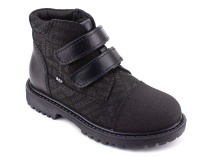 201-125 (31-36) Бос (Bos), ботинки детские утепленные профилактические, байка, кожа, нубук, черный, милитари в Тюмени
