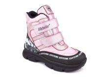 2633-06МК (31-36) Миниколор (Minicolor), ботинки зимние детские ортопедические профилактические, мембрана, кожа, натуральный мех, розовый, черный в Тюмени