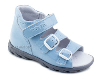 0313-9-603 Тотто (Totto), сандалии детские открытые ортопедические профилактические, кожа, голубой в Тюмени