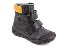 338-701,15 Тотто (Totto) ботинки детские  ортопедические профилактические, байка, кожа, черный, оранжевый в Тюмени