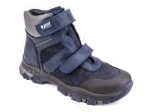 0034-600-194-687-213 (31-36) Джойшуз (Djoyshoes) ботинки детские зимние ортопедические профилактические, натуральный мех, кожа, темно-синий, черный в Тюмени