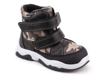 127-Н1-408,121 Тотто (Totto), ботинки демисезонные утепленные, байка, кожа, бежевый, черный, милитари в Тюмени