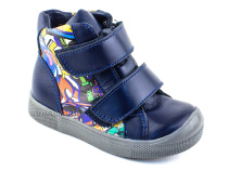 25212Б С ШагоВита (Shagovita), ботинки детские демисезонные ортопедические профилактические, кожа, байка, синий, цветной в Тюмени