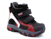 026-111-214-422-01-143 (26-30) Джойшуз (Djoyshoes) ботинки детские ортопедические профилактические утеплённые, замша, велюр, кожа, черный, красный, белый в Тюмени